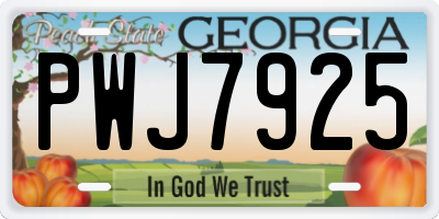 GA license plate PWJ7925