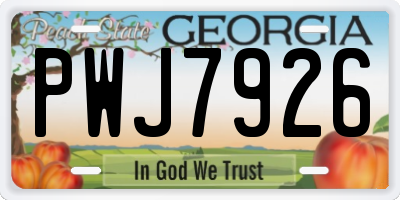 GA license plate PWJ7926