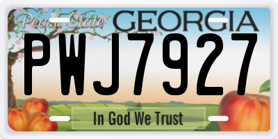 GA license plate PWJ7927
