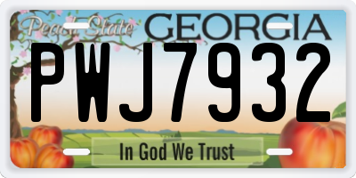 GA license plate PWJ7932