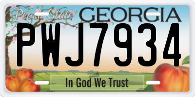 GA license plate PWJ7934