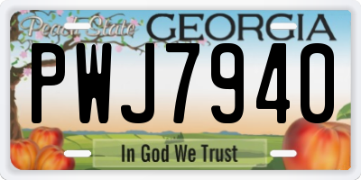 GA license plate PWJ7940