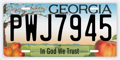 GA license plate PWJ7945