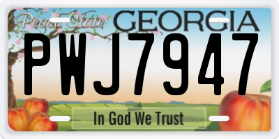 GA license plate PWJ7947