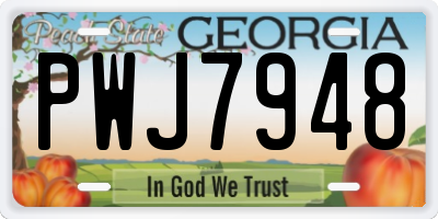 GA license plate PWJ7948