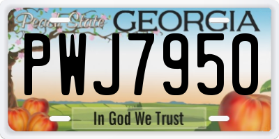 GA license plate PWJ7950