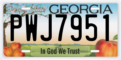 GA license plate PWJ7951