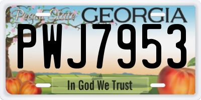 GA license plate PWJ7953