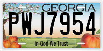 GA license plate PWJ7954