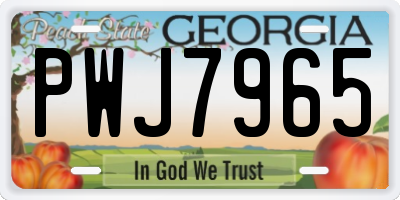 GA license plate PWJ7965