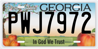 GA license plate PWJ7972
