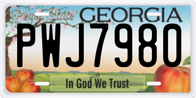 GA license plate PWJ7980
