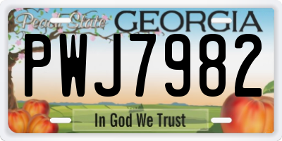 GA license plate PWJ7982