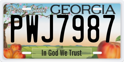 GA license plate PWJ7987