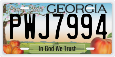 GA license plate PWJ7994