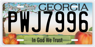 GA license plate PWJ7996