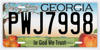 GA license plate PWJ7998