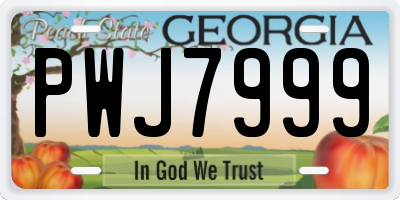 GA license plate PWJ7999
