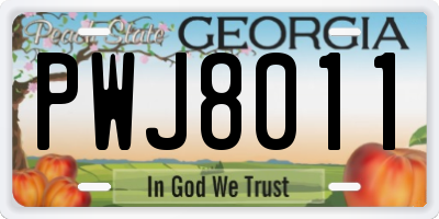 GA license plate PWJ8011