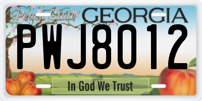 GA license plate PWJ8012