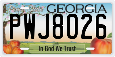 GA license plate PWJ8026