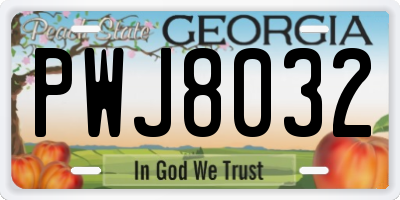 GA license plate PWJ8032