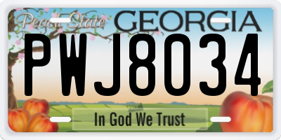 GA license plate PWJ8034