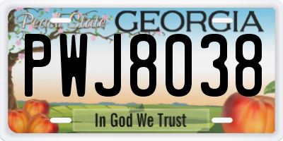 GA license plate PWJ8038