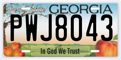 GA license plate PWJ8043