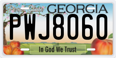 GA license plate PWJ8060