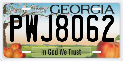 GA license plate PWJ8062