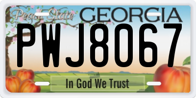 GA license plate PWJ8067
