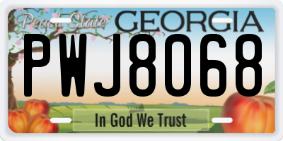 GA license plate PWJ8068