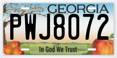 GA license plate PWJ8072