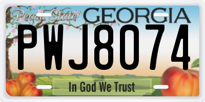 GA license plate PWJ8074