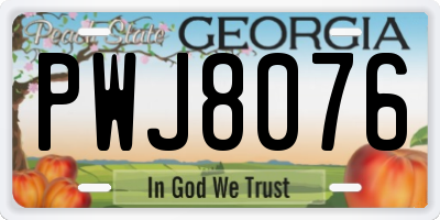GA license plate PWJ8076