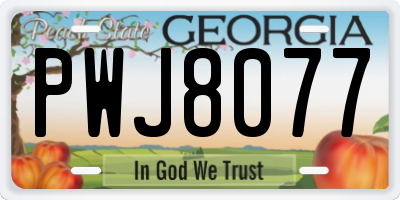 GA license plate PWJ8077