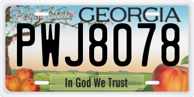 GA license plate PWJ8078