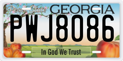 GA license plate PWJ8086