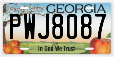 GA license plate PWJ8087