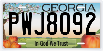 GA license plate PWJ8092