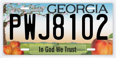 GA license plate PWJ8102