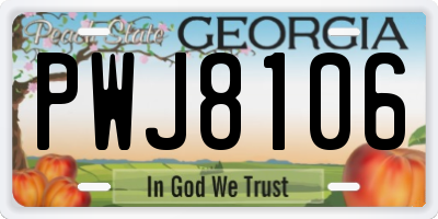 GA license plate PWJ8106