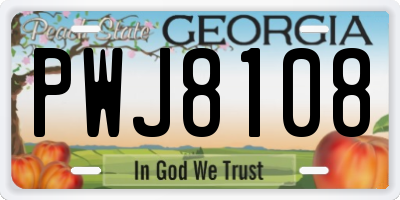 GA license plate PWJ8108