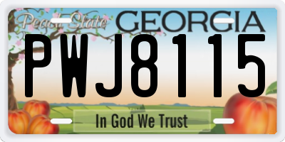 GA license plate PWJ8115