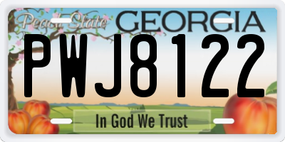 GA license plate PWJ8122