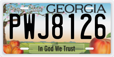 GA license plate PWJ8126