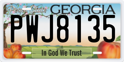 GA license plate PWJ8135