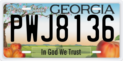GA license plate PWJ8136