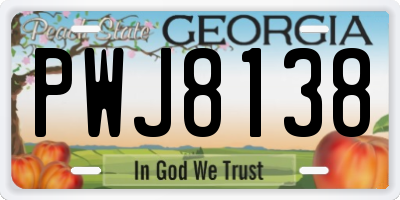GA license plate PWJ8138
